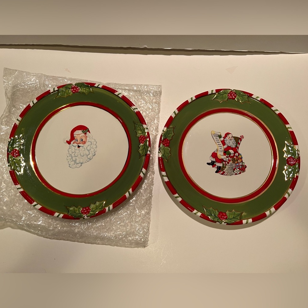 NWT SET OF 2 CHRISTOPHER RADKO LETTERS TO SANTA SALAD/ LUNCHEON PLATES.